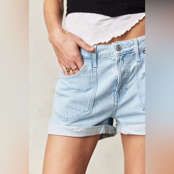 Free People Beginner’s Luck Slouch Shorts In Rookie Wash - Picture 3 of 6